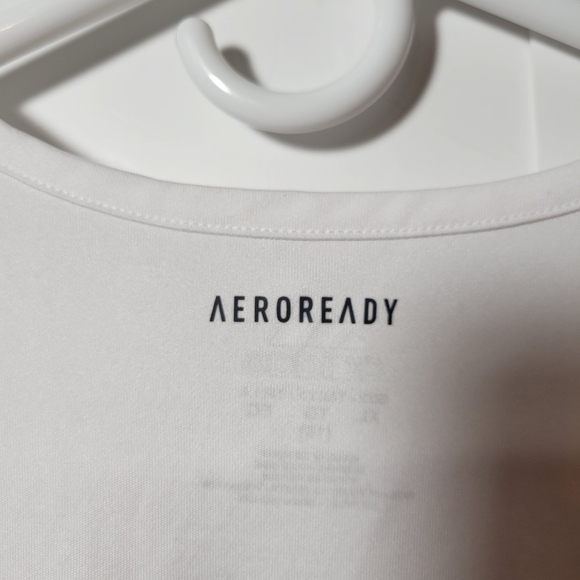 Kids White Adidas ss Iridescent logo design on front S XL fits like womens xs - Picture 3 of 5